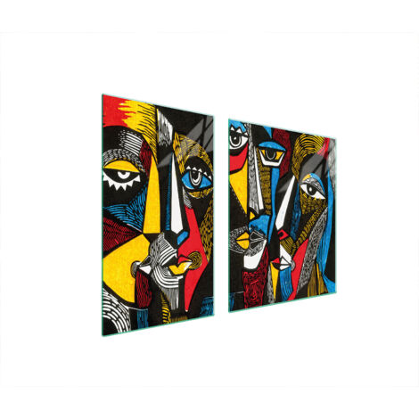 GLASPLATTE und SCHNEIDEBRETT 100x52 POP ART.