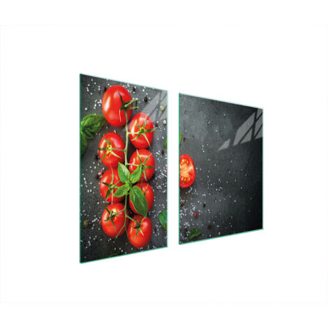 Glasplatte und Schneidebrett 100x52 Tomaten
