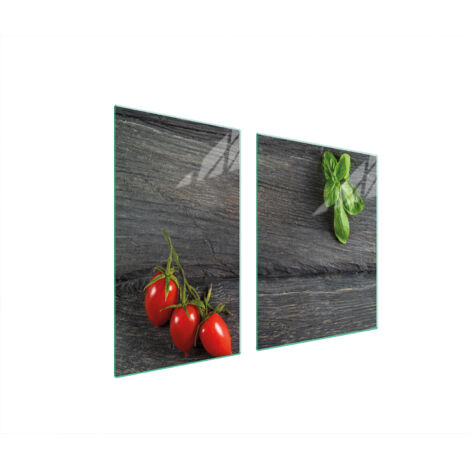 Glasplatte und Schneidebrett 100x52 Tomaten