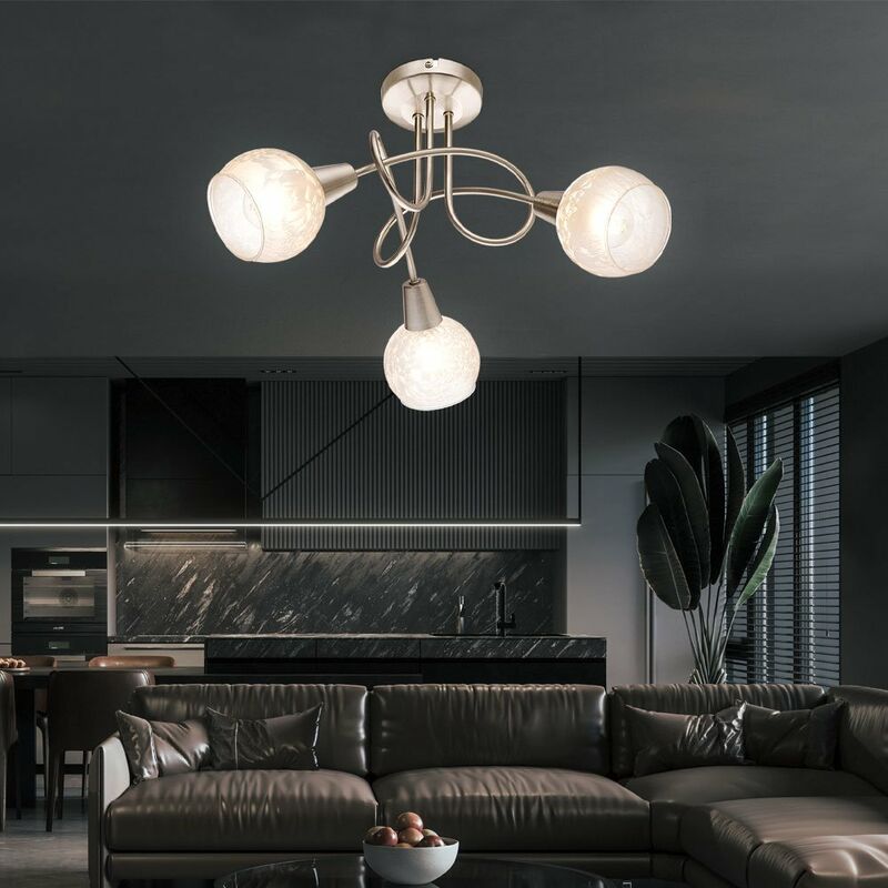 

Lámpara de luz de techo redonda con bola de cristal, foco de decoración de flores de hielo en un juego que incluye bombillas LED