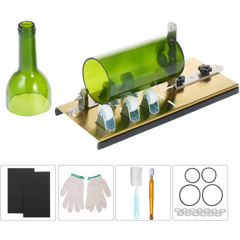 Beer Bottles Glass Bottle Cutting Tool Kit DIY Machine for Cutting Mason Jars Foraineam Glass Bottle Cutter Wine Glass Cutting Tools with Safety Gloves & Accessories 