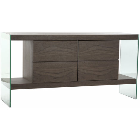 Glass Buffet MDF 160x45x80 Braun Noyer Glass MDF Multikolen Materialfamilienfarben und TV -Möbel Details