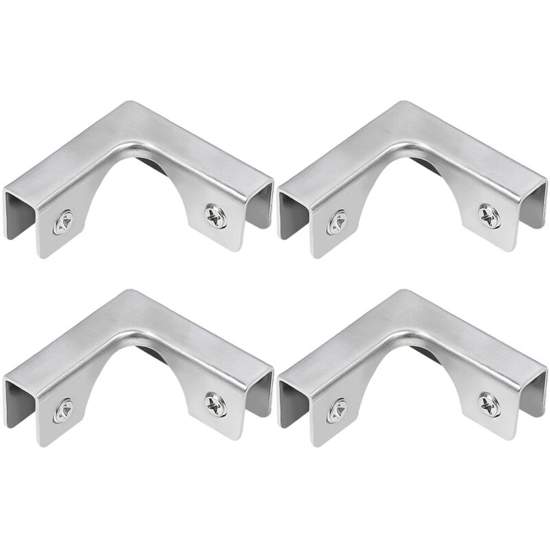 Glass Clamp, 4 Pieces L-Shape Stainless Steel Glass Connectors, Right Angle Fixing Brackets for Aquarium Mounting Rimless Cabinet, For 5-8mm Glass
