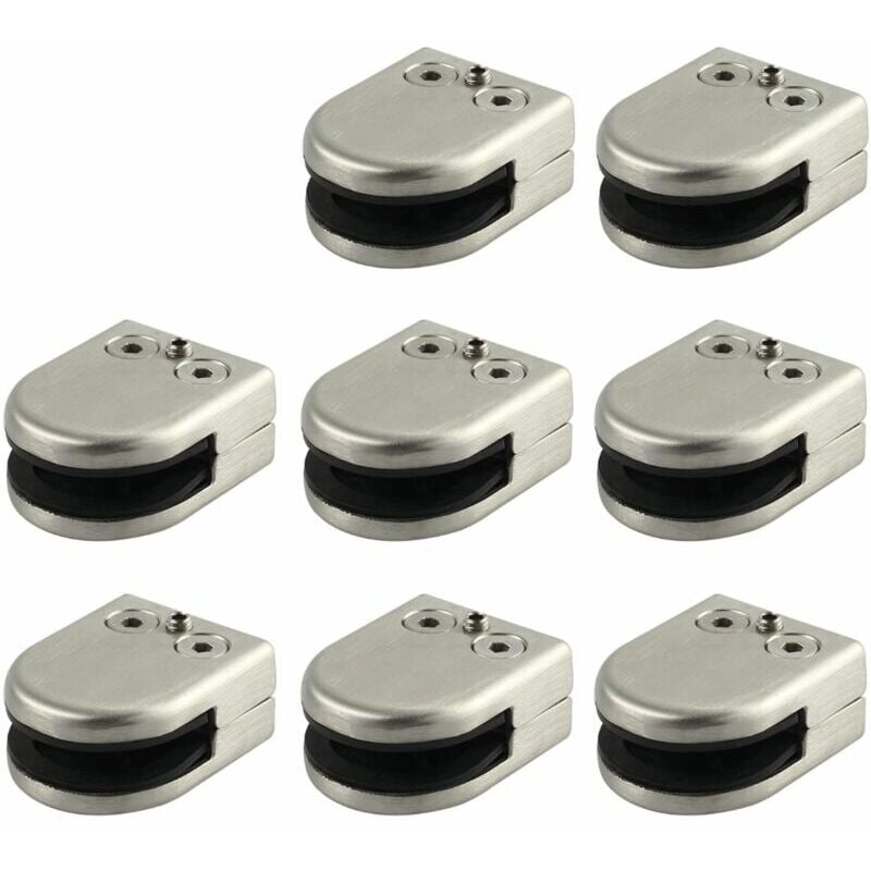 Glass Clamp 8 pcs 8-10mm 304 Stainless Steel Glass Clip Clamp Support Flat Back Chromig Finish for Balustrade