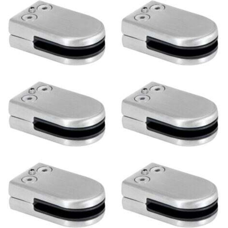 Glass Clamp, Stainless Steel Glass Clamp 6-8mm Glass Clamp Brackets Adjustable Glass Clamp Flat Back Connection for Balustrades Stair Handrail 6pcs