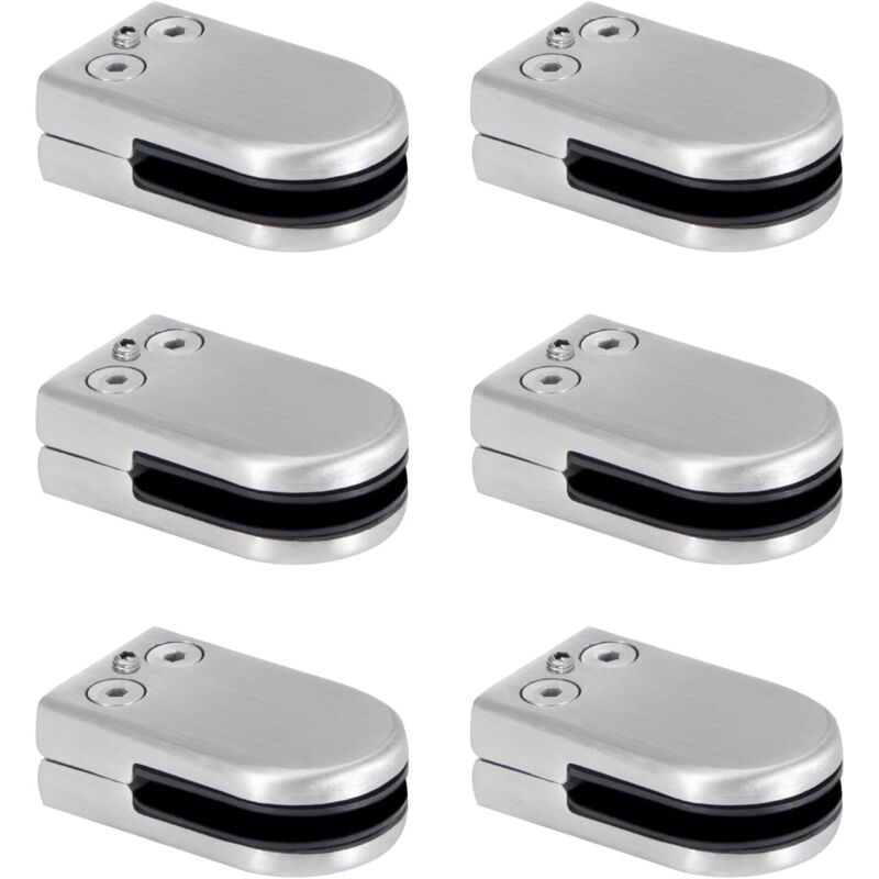 Glass Clamp Stainless Steel Glass Clamp 6-8mm Glass Clamp Brackets Adjustable Glass Clip Flat Back Connection for Balustrade Staircase Handrail 6Pcs-