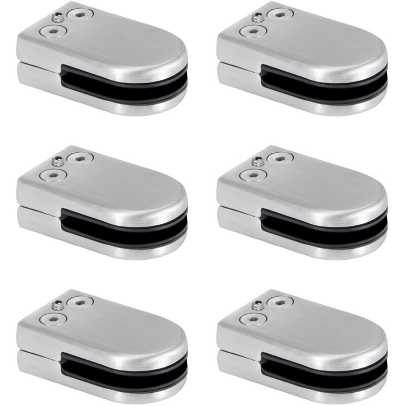Glass Clamp Stainless Steel Glass Clamp 6-8mm Glass Clamp Brackets Adjustable Glass Clip Flat Back Connection for Balustrade Staircase Handrail 6Pcs