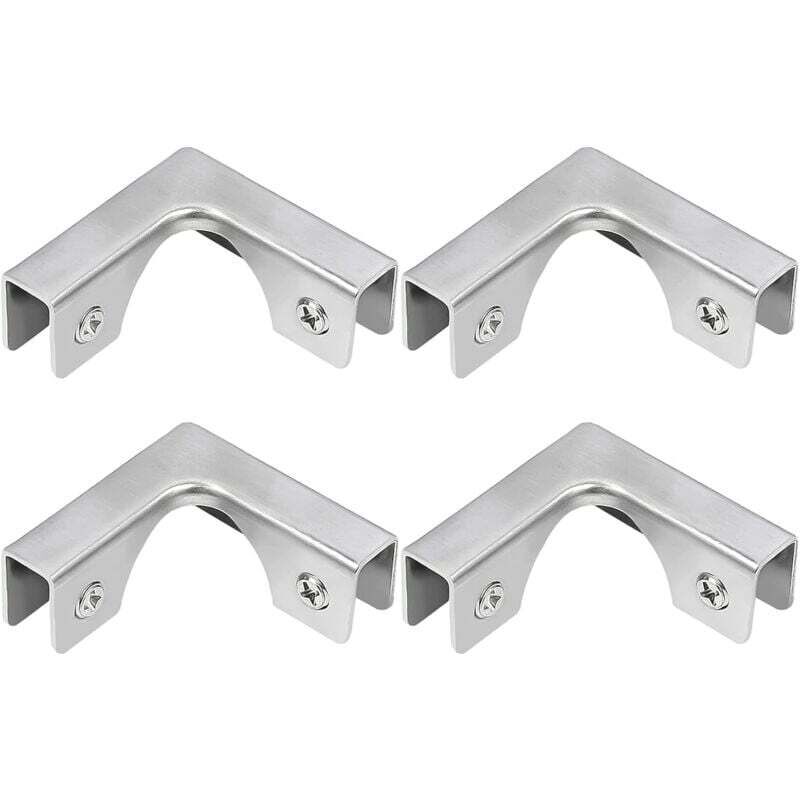 Glass Clamps, 4 Pieces of L-Shaped Stainless Steel Glass Connectors, Right Angle Mounting Brackets for Rimless Aquarium Cabinet Fixing, For 5-8mm