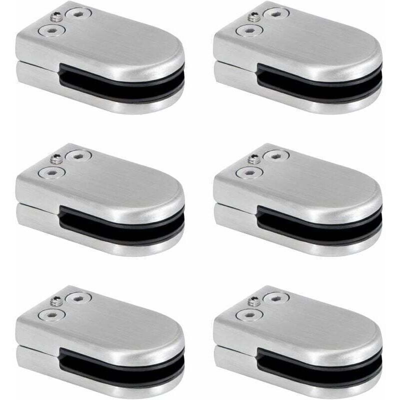 Glass Clamps, Stainless Steel Glass Clamps, 6-8mm Glass Clamping Brackets, Adjustable Glass Clip, Flat Back Connection for Balustrade, Staircase,