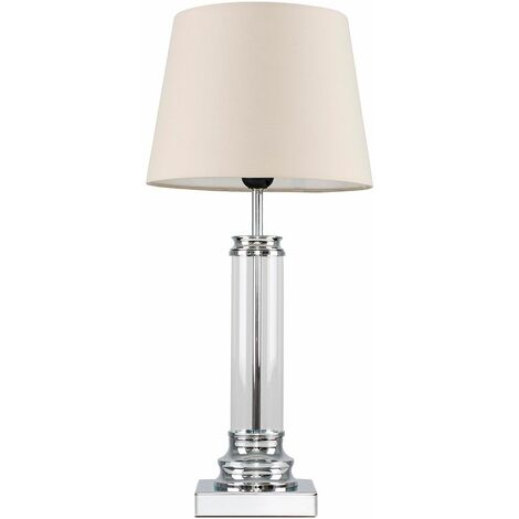 Glass Column Touch Table Lamp Small Tapered Shade