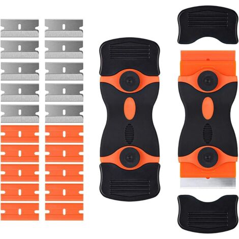 Glass Cooktop Scraper, Including 20 Replacement Scraper Blades, Multi-Purpose Cleaning Scraper for Scraping Labels, Decals, Stickers, Caulking 10-Piece