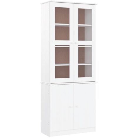 Glass Display Cabinet ALTA White 77x35x186.5 cm Solid Wood Pine vidaXL