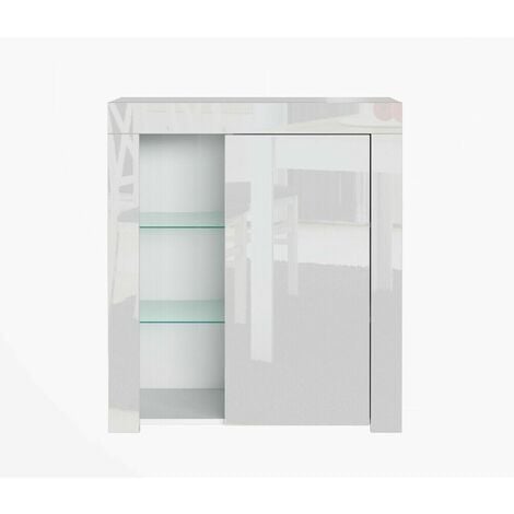 Glass Display Cabinet Unit Bookcase Shelving Storage Small Slim White Gloss Lily
