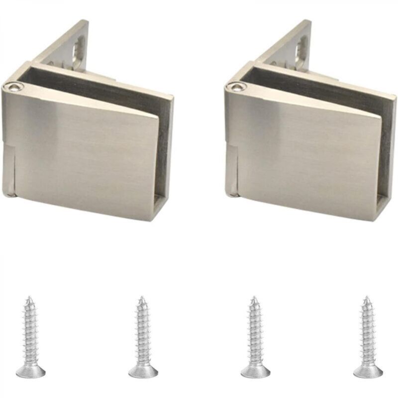 Glass door hinges, 2 pieces frameless zinc alloy glass door hinges, 90 degree clamping hinges for 3-5mm glass