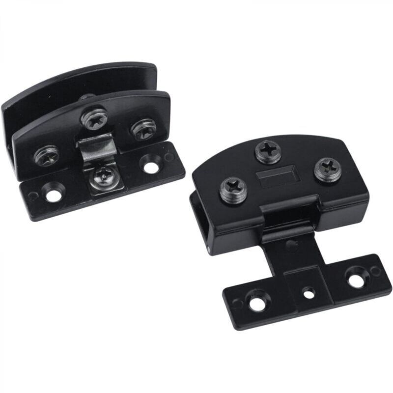 Glass door hinges for cabinets, 2 pieces, 90 degrees, frameless, for cabinets, display cases, bottle racks, wine racks, black