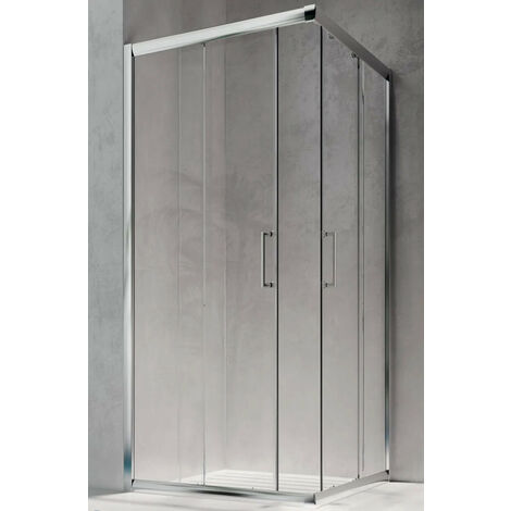 Glass - Lato Doccia Componibile Isy Ix 76,5-79 Cm H.195 Cm Profili Cromo - Vetro Satinato 6 Mm