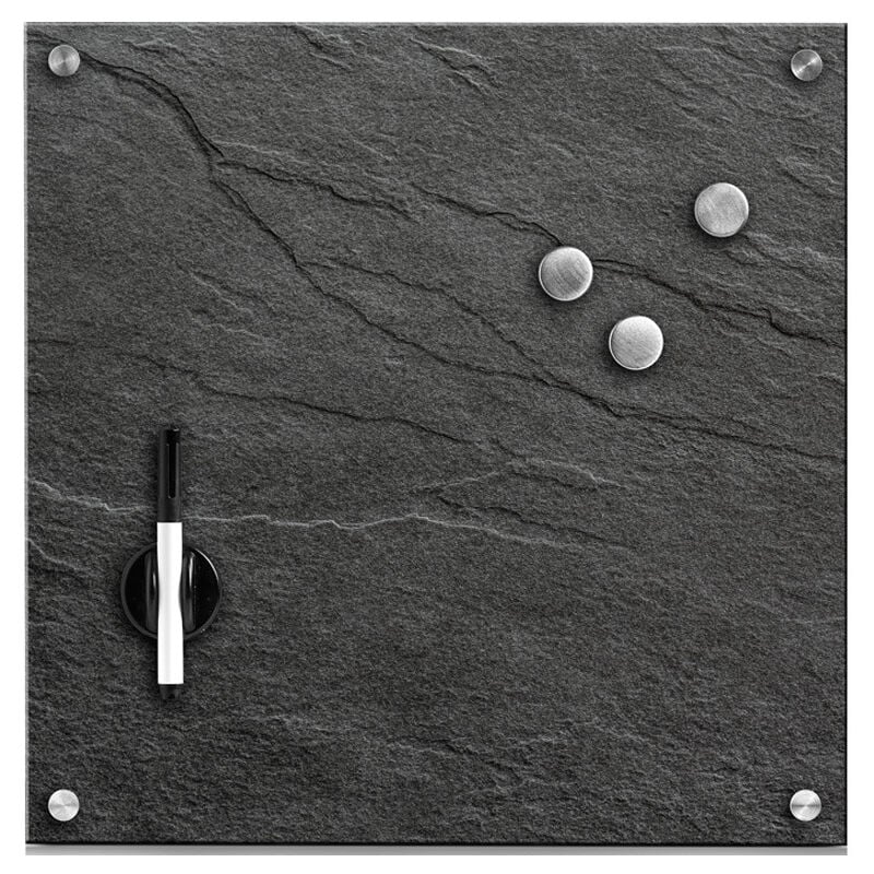 Glass Memo Board 'Slate', grey