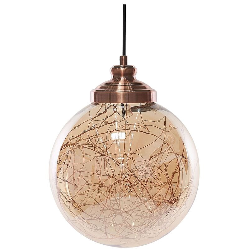 Beliani - Modern Glam Globe Pendant Light Glass Ceiling Light Ball Copper Small Beni - Copper