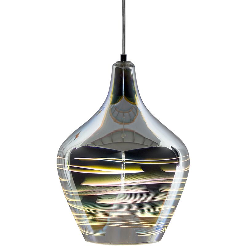 Beliani - Modern High-Gloss Pendant Lamp Silver Glass Shade Mirrored Sangone