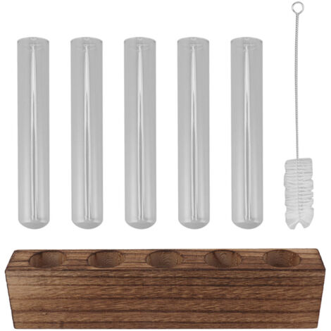Glass Plant Propagation Station Plant Propagation Tubes Desktop Plant Terrarium With Wooden Stand Mini Test Tube Home Decor 5 Tubes