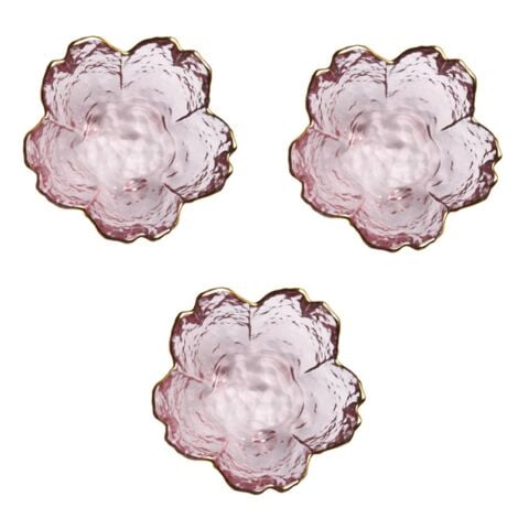 TLILY Glass Plates with Gold Rim, Mini Dessert Seasoning Dish, Cute Sakura Style Bowl for Ice Cream Salad