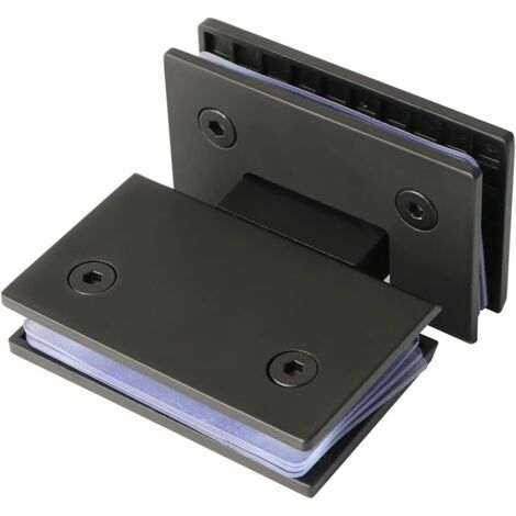 Glass Shower Door Hinge 180 Degree Folding Connector Bathroom Cabinet Door Clamp, Adaptable 8-12mm, Matte Black Stainless Steel