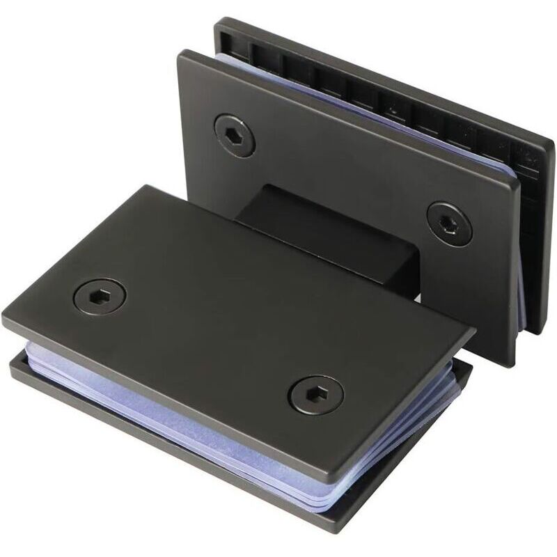 Glass Shower Door Hinge, 180 Degree Folding Connector, Bathroom Cabinet Door Clamp, Adaptable from 8 to 12 mm, Matte Black Stainless Steel