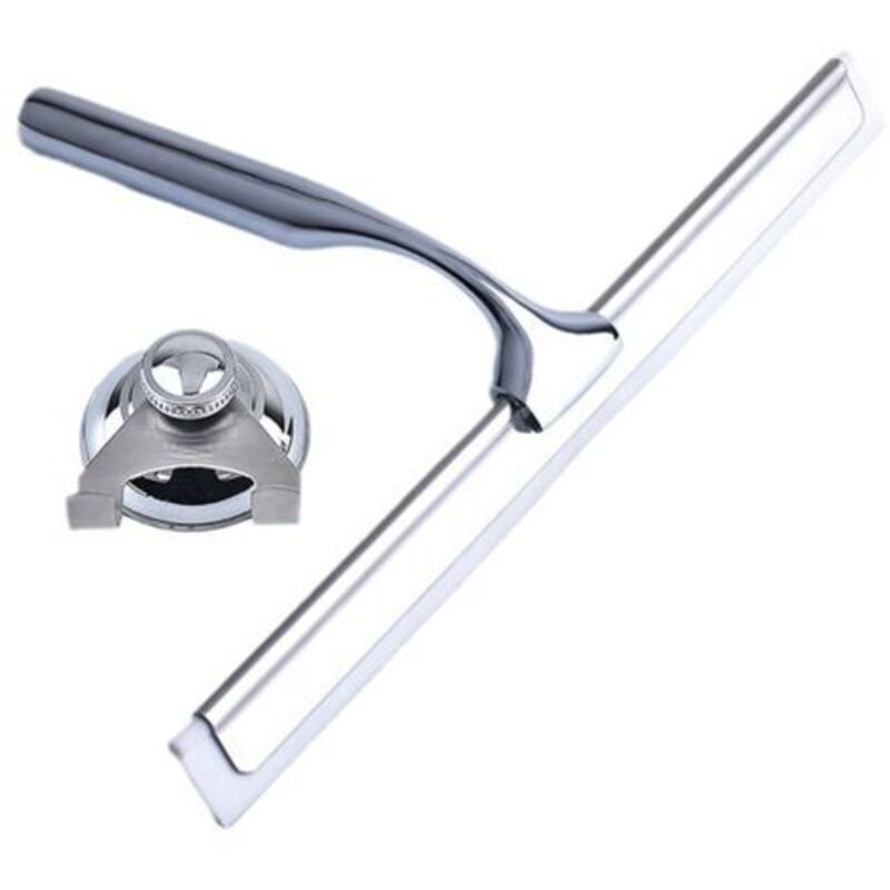 Glass squeegee/shower squeegee with wall bracket for adhesive mounting, 27 cm / 270 mm, chrome-plated, D1015