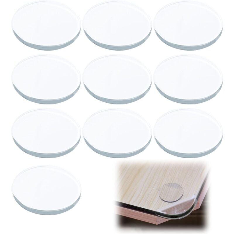 Glass Suction Cups 10 Pack Non-Adhesive Clear Round Silicone Pads Glass Shelf Dividers Self-Adhesive Rubber Door Handle Stoppers