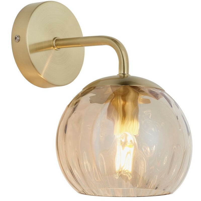 Endon - Glass Wall Lamp Satin Brass Plate, Champagne Lustre Glass