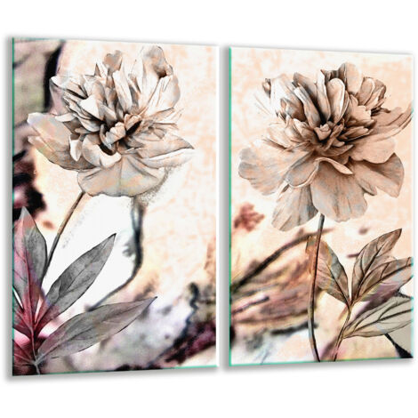 Glasscheidebrett 2x 30x52 Blume