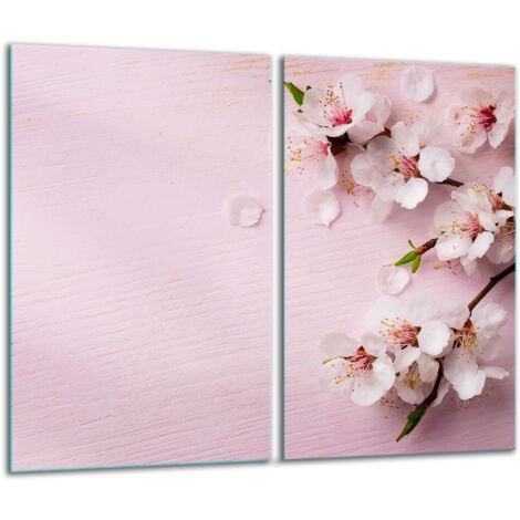 Glasscheidebrett 2x 30x52 Blumen