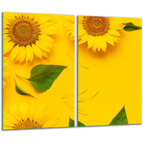 Glasscheidebrett 2x 30x52 Blumen