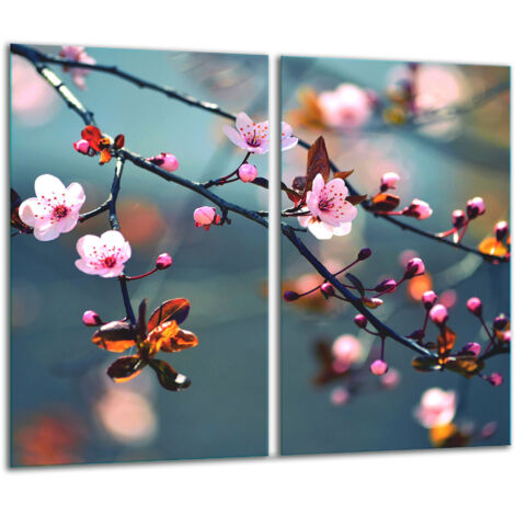 Glasscheidebrett 2x 30x52 Blumen