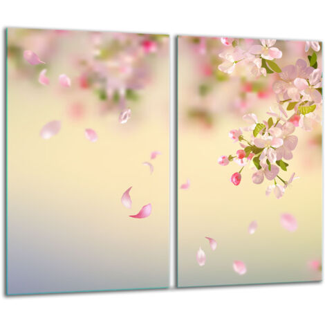 Glasscheidebrett 2x 30x52 Blumen