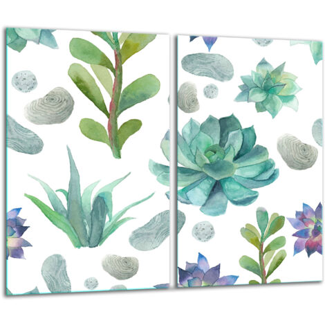 Glasscheidebrett 2x 30x52 Blumen
