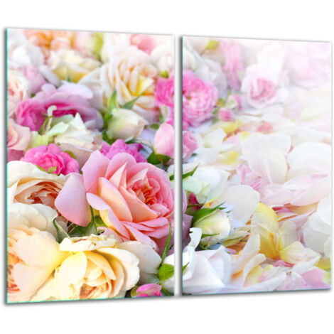 Glasscheidebrett 2x 30x52 Blumen
