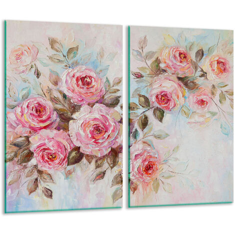 Glasscheidebrett 2x 30x52 Blumen