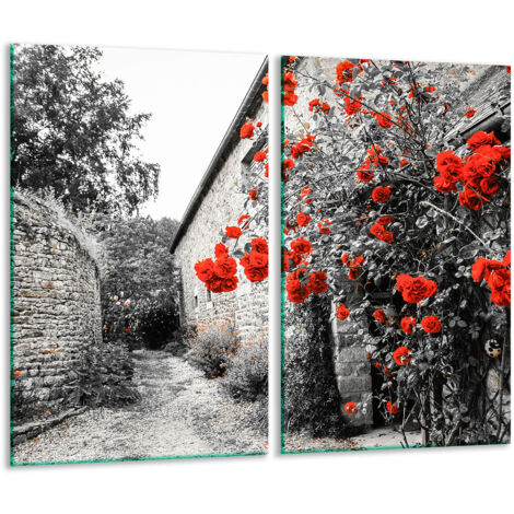 Glasscheidebrett 2x 30x52 Blumen