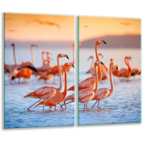Glasscheidebrett 2x 30x52 Flamingos