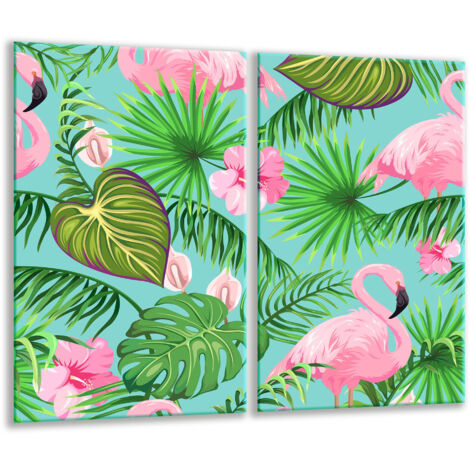 Glasscheidebrett 2x 30x52 Flamingos