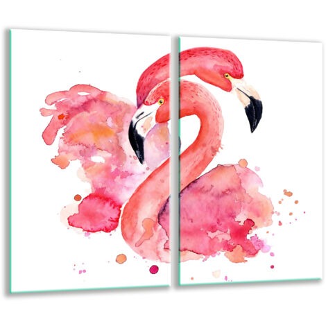 Glasscheidebrett 2x 30x52 Flamingos