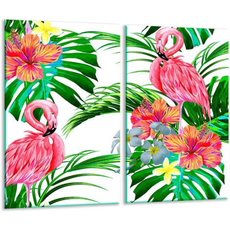 Glasscheidebrett 2x 30x52 Flamingos
