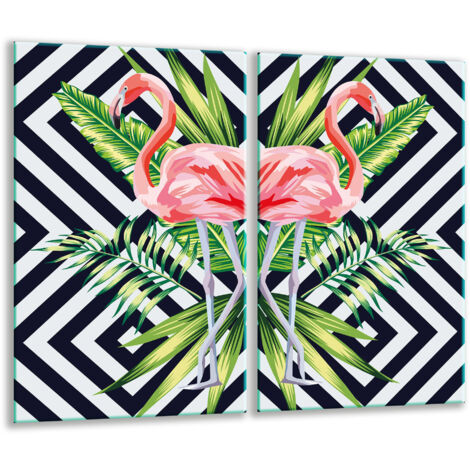 Glasscheidebrett 2x 30x52 Flamingos