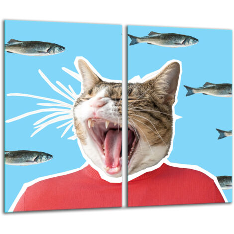 Glasscheidebrett 2x 30x52 Katze