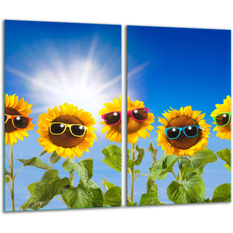 Glasscheidebrett 2x 30x52 Sonnenblumen