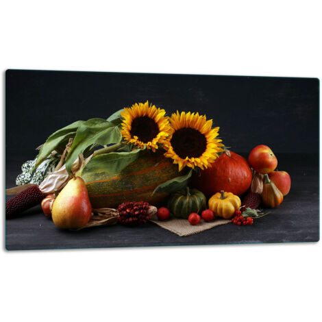 Glasschild Schneidebrett 52x30 Blumen