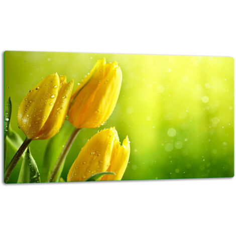 Glasschild Schneidebrett 52x30 Blumen