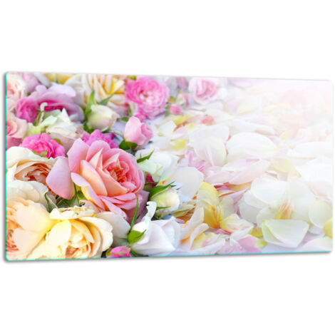 Glasschild Schneidebrett 52x30 Blumen