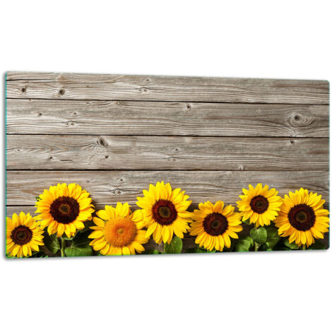 Glasschild Schneidebrett 52x30 Blumen